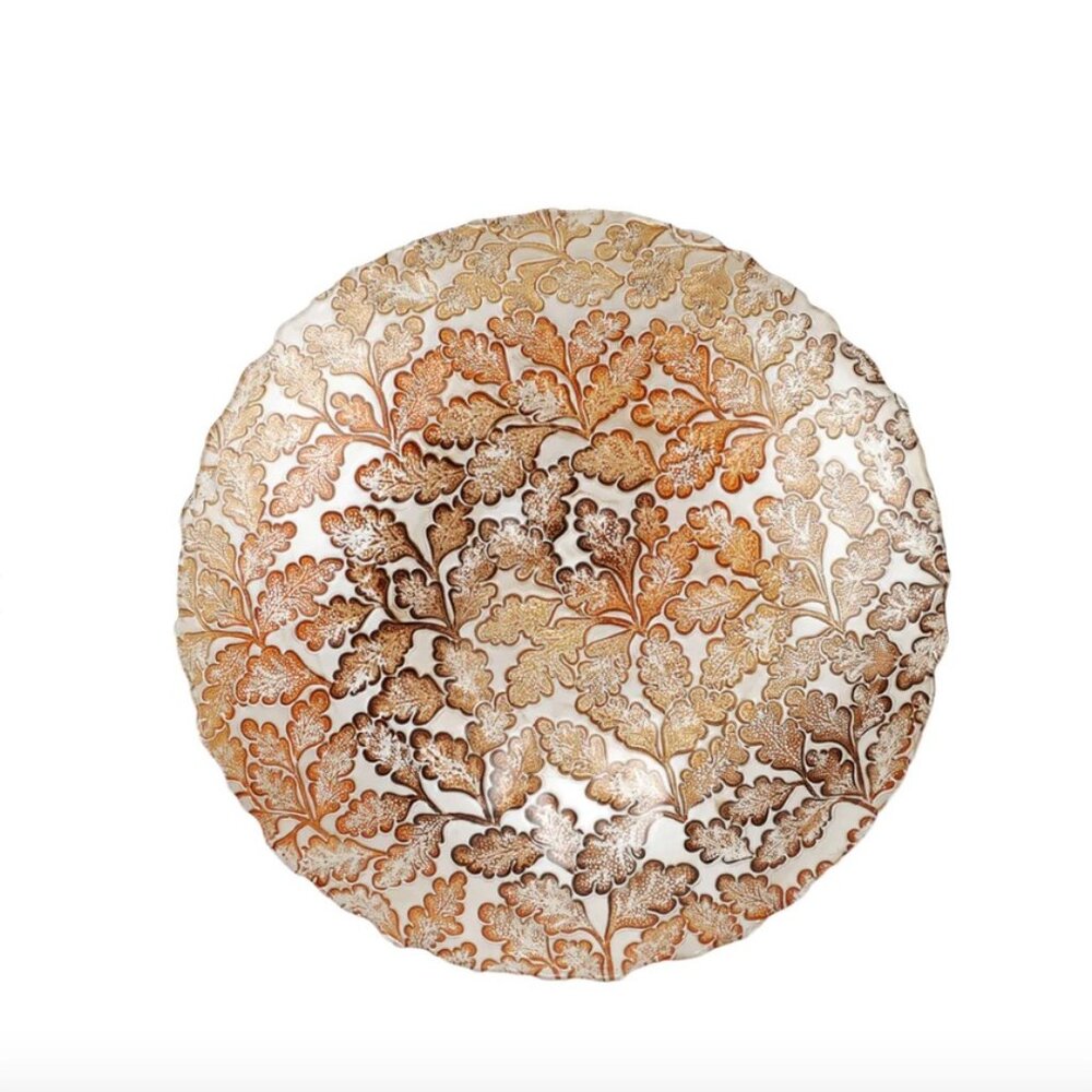 Vietri Bronze Leaf Glass Centerpiece Bowl